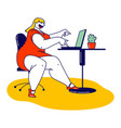 corpulent woman in short red dress sitting vector image