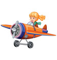 female pilot flying jet plane vector image