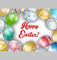 easter greeting card with color eggs vector image vector image