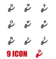 grey insurance hand icon set vector image