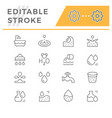set editable stroke line icons water vector image