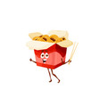 asian wok box ramen noodles cartoon character vector image