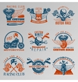 motorcycle in color emblem set vector image vector image