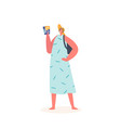tourist female character holding tickets vector image vector image
