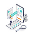 concept of isometric of creative man writing vector image vector image