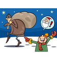 thief on christmas cartoon vector image vector image