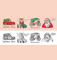 car and bicycle with a christmas tree spruce iand vector image