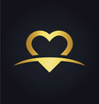 love heart valentine gold logo vector image vector image