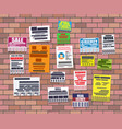 various tear off papers ad on brick wall vector image