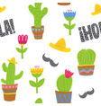 cartoon seamless pattern in mexican style vector image
