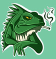 digital art of a green angry iguana smoking vector image vector image