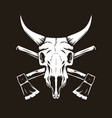 bull head skull with cross axe vector image