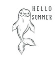 bottle nose sea dolphin sketch with calligraphy vector image