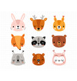 cute animals - fox deer bunny bear owl vector image