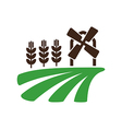 field with a mill and wheat icon farm vector image