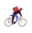 backpacker cartoon male riding on bicycle vector image