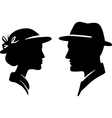retro man and woman face profiles vector image