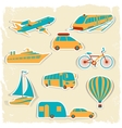 set of tourist transport stickers vector image