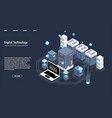 isometric server room and big data processing vector image