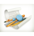 compass ruler and pencil vector image