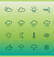 lines weather forcast icon set on green gradient vector image vector image
