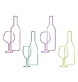 linear wine set of bottle and glass vector image vector image