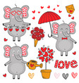 set of isolated elephant in love part 2 vector image