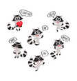 cute raccoon character showing different emotions vector image