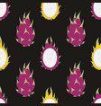 dragon fruit seamless pattern on a black vector image