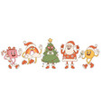 groovy hippie christmas santa claus christmas vector image