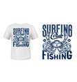nautical t-shirt print ocean crab vector image vector image