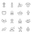 newborn babies signs black thin line icon set vector image