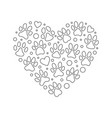 paw prints heart simple vector image vector image