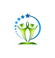 collaboration two persons community teamwork logo vector image vector image