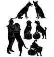 dogs collection silhouette vector image