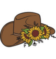 floral cowboy hat with sunflowers and plants vector image vector image