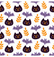 halloween black cats bats silhouettes vector image