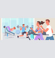 people doing sports workout in gym active young vector image vector image