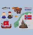 welcome to norway scandinavian symbols set vector image