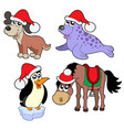 christmas animals collection vector image vector image