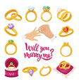 gold wedding wing will you marry me text vector image