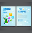 template design flyer white smartphone with cloud vector image vector image