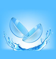 3d contact lenses for eyes in water splash vector image