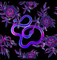 roses and snake seamless pattern background vector image