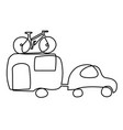 summer holiday car trip one line drawing vector image