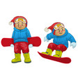 set of cartoon children playing snowboard vector image