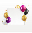 glossy happy birthday balloons background vector image