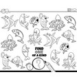 one a kind game with marine animals color book vector image vector image