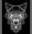 head ferocious wolf outline silhouette on a black vector image vector image