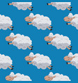 seamless pattern with flying sheeps lamb vector image